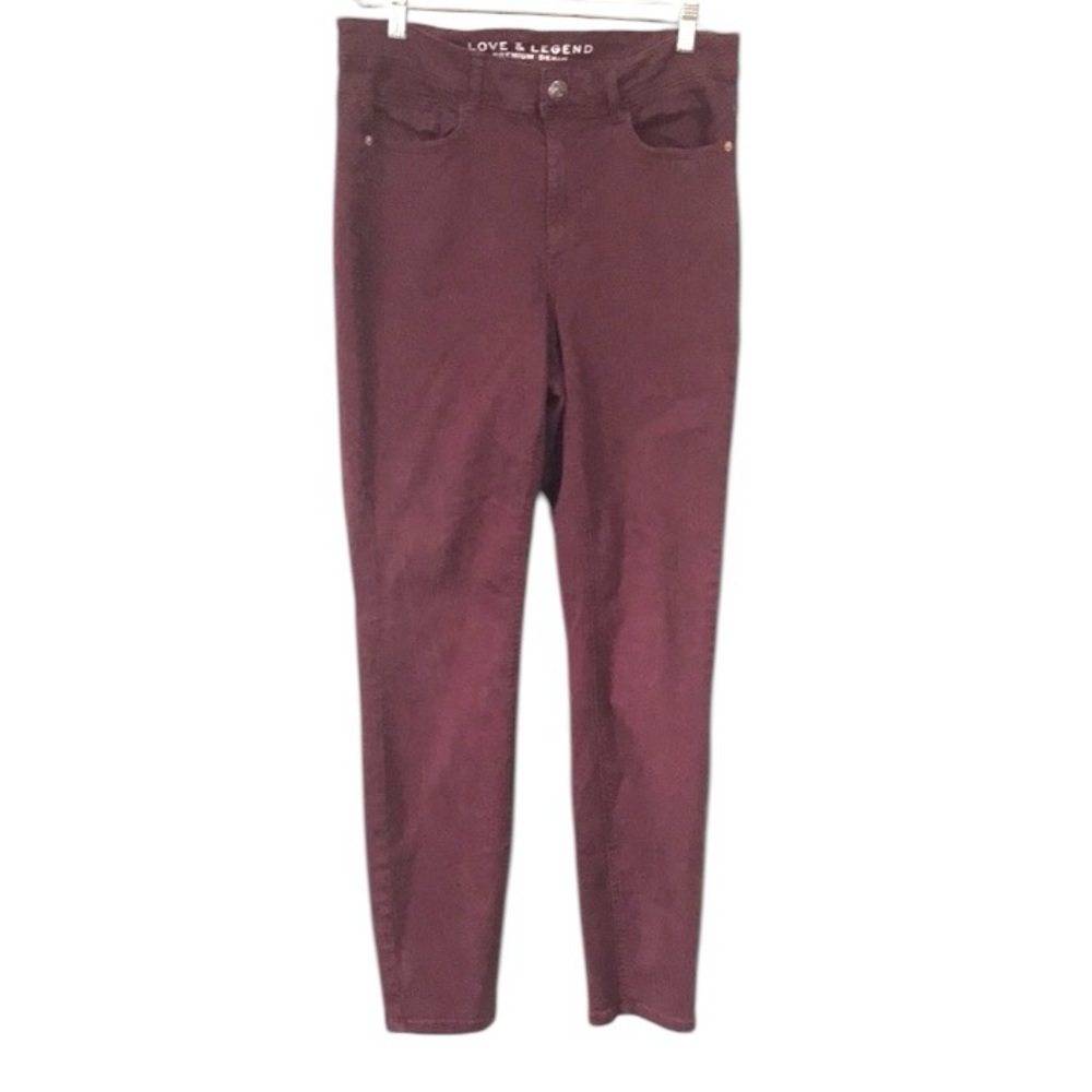 Love & Legend high waist skinny jeans stretchy wine burgundy size 12